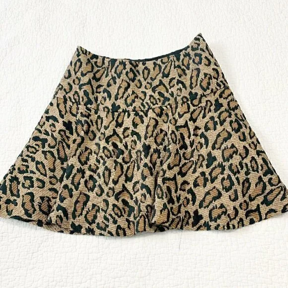 Free People Size 2 Black Gold Women's Chenille Cheetah Skirt NEW! - Picture 4 of 7